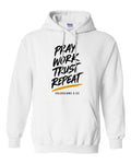 Pray Work Trust Repeat hoodie in white